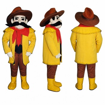 Musketeer Mascot Costume in Yellow with Wide Brim Hat Adult