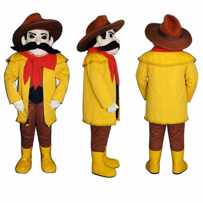 Musketeer Mascot Costume in Yellow with Wide Brim Hat Adult