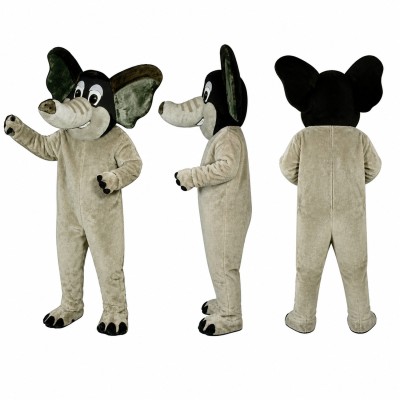Elephant Mascot Costume in Gray with Black Mane Adult