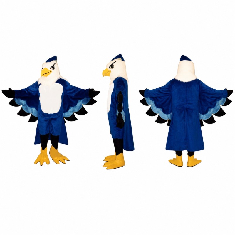 Eagle Mascot Costume in Blue and White with Spread Wings Adult