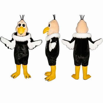 Eagle Mascot Costume in Black and White with Yellow Beak Adult
