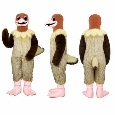 Platypus Mascot Costume in Brown with Pink Webbed Feet Adult