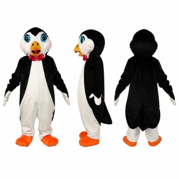 Penguin Mascot Costume in Black and White with Orange Feet Adult