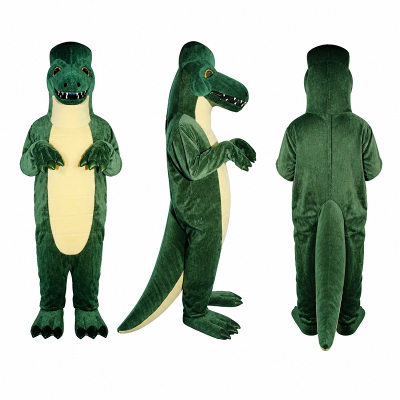 Crocodile Mascot Costume in Green with Cream Belly Adult