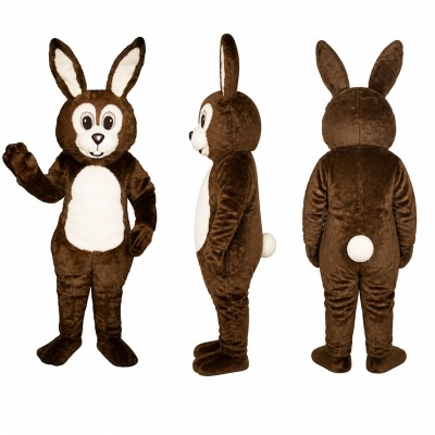 Rabbit Mascot Costume in Brown with Cream Belly Adult