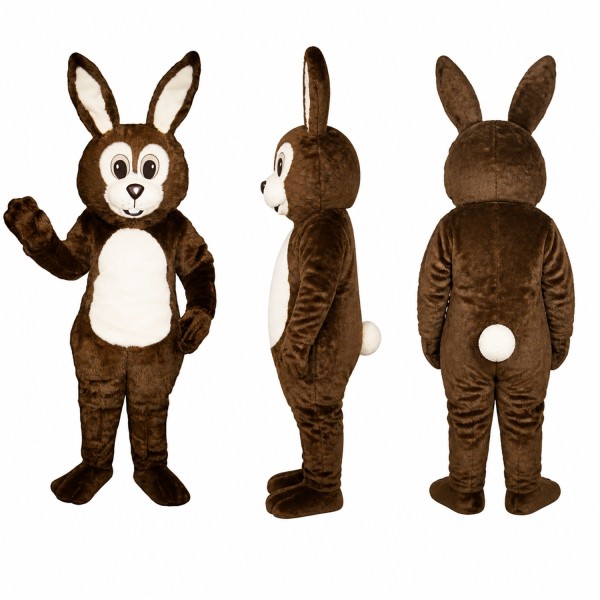 Rabbit Mascot Costume in Brown with Cream Belly Adult