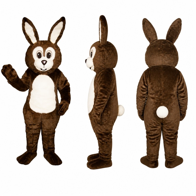 Rabbit Mascot Costume in Brown with Cream Belly Adult