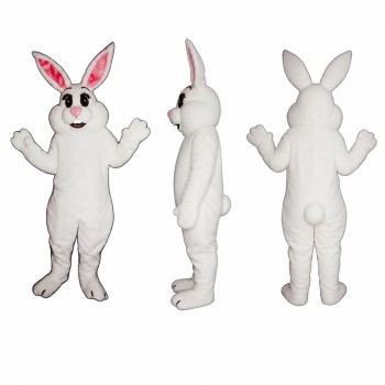 Rabbit Mascot Costume in White with Pink Ears Adult