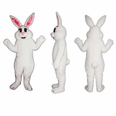 Rabbit Mascot Costume in White with Pink Ears Adult