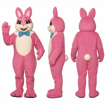 Rabbit Mascot Costume in Pink with Cream Belly Adult