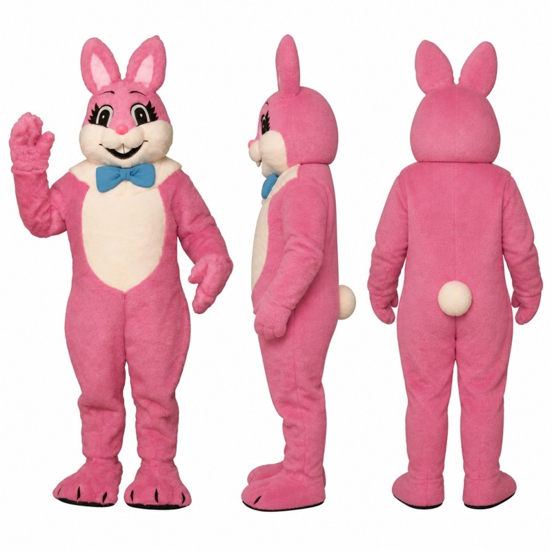 Rabbit Mascot Costume in Pink with Cream Belly Adult
