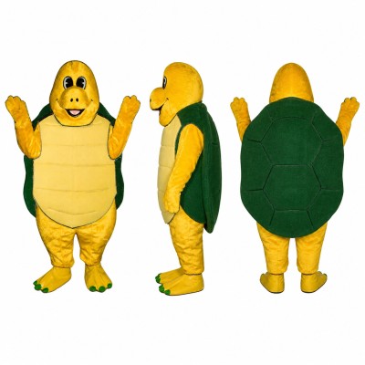 Turtle Mascot Costume in Yellow with Segmented Shell Adult