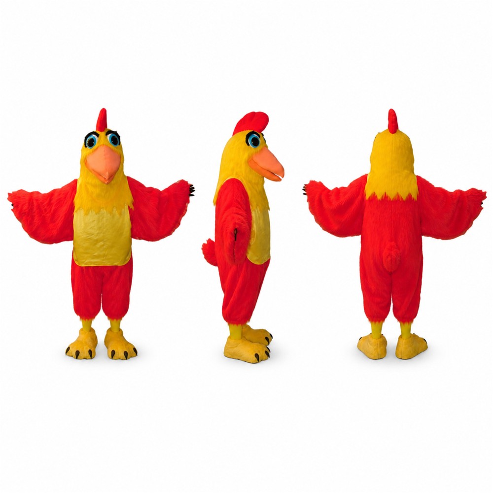 Tropical Bird Mascot Costume in Red and Yellow Adult