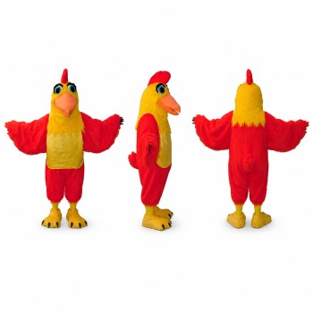 Tropical Bird Mascot Costume in Red and Yellow Adult