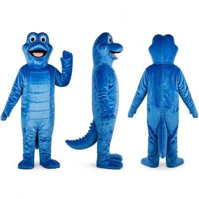 Lizard Mascot Costume in Blue with Segmented Belly Adult