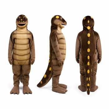 Lizard Mascot Costume in Brown with Segmented Belly Adult