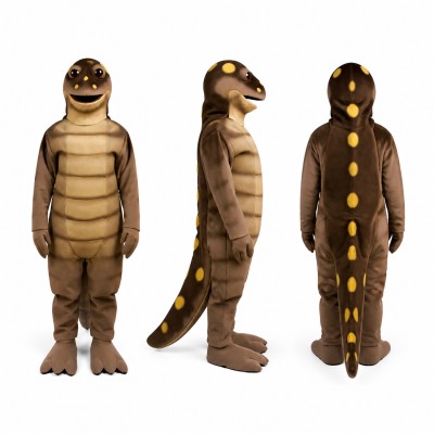 Lizard Mascot Costume in Brown with Segmented Belly Adult
