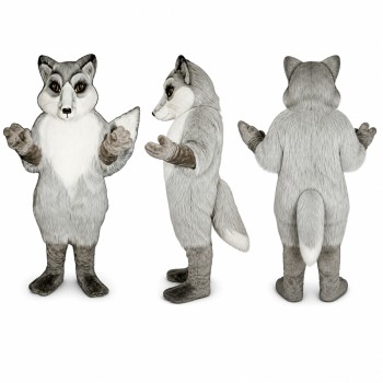 Wolf Mascot Costume in Gray with White Belly Adult