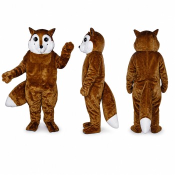 Adult Brown Fox Mascot Costume with White Tail Tip
