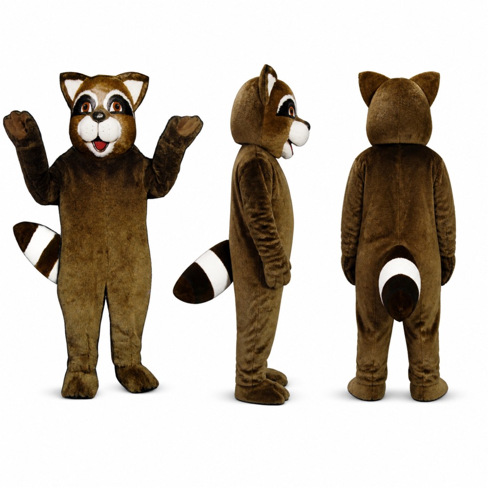 Raccoon Mascot Costume in Dark Brown with Ringed Tail Adult Raccoon Mascot Costume in Dark Brown with Ringed Tail Adult