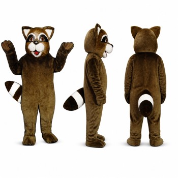 Raccoon Mascot Costume in Dark Brown with Ringed Tail Adult