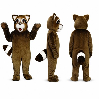 Raccoon Mascot Costume in Dark Brown with Ringed Tail Adult