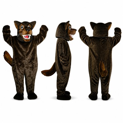 Wolf Mascot Costume in Dark Brown with Masked Face Adult