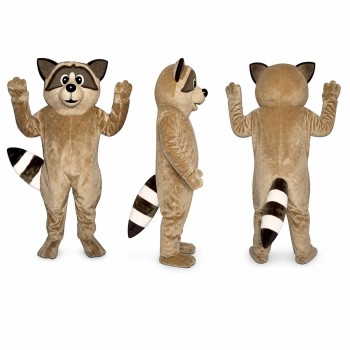 Raccoon Mascot Costume in Tan with Ringed Tail Adult