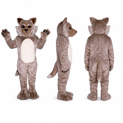 Wolf Mascot Costume in Gray with Cream Belly Adult