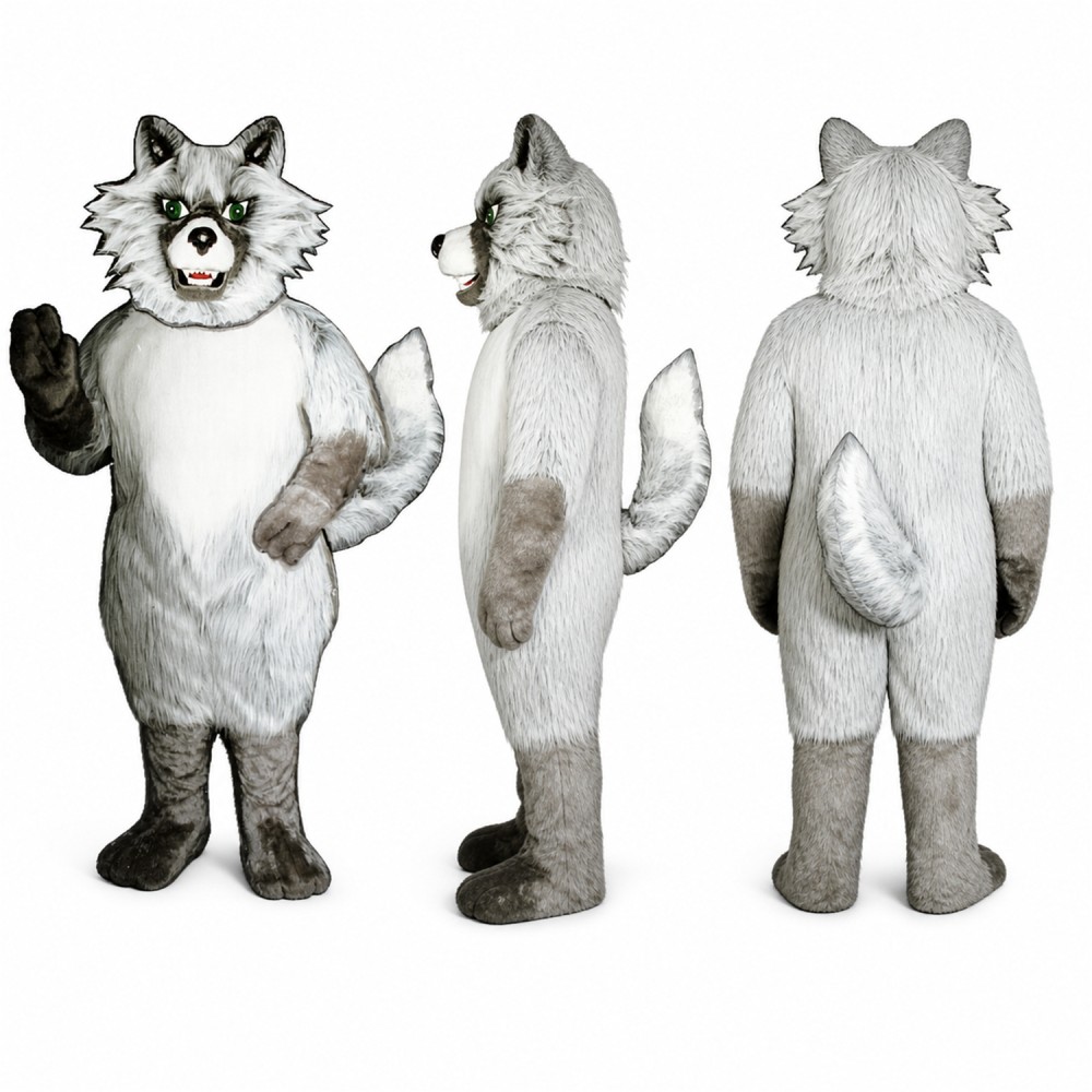 Wolf Mascot Costume in Gray with White Face Adult