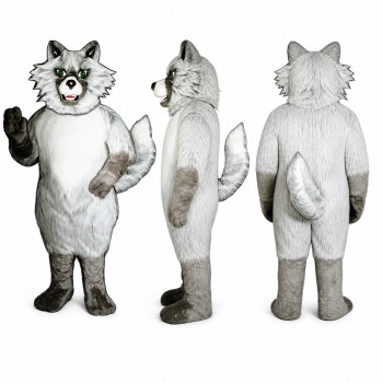 Wolf Mascot Costume in Gray with White Face Adult