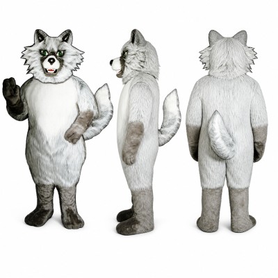 Wolf Mascot Costume in Gray with White Face Adult