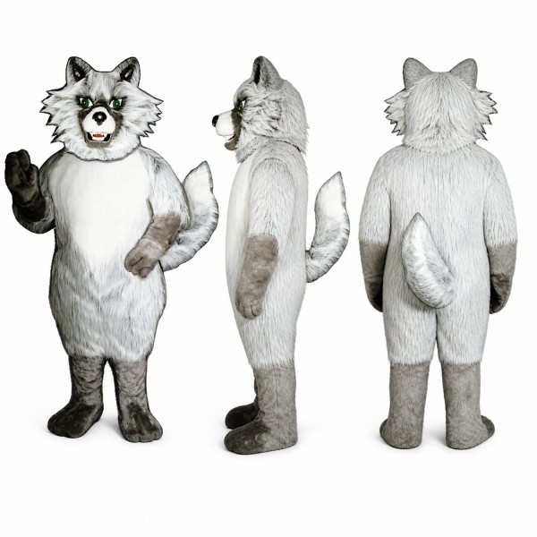 Wolf Mascot Costume in Gray with White Face Adult