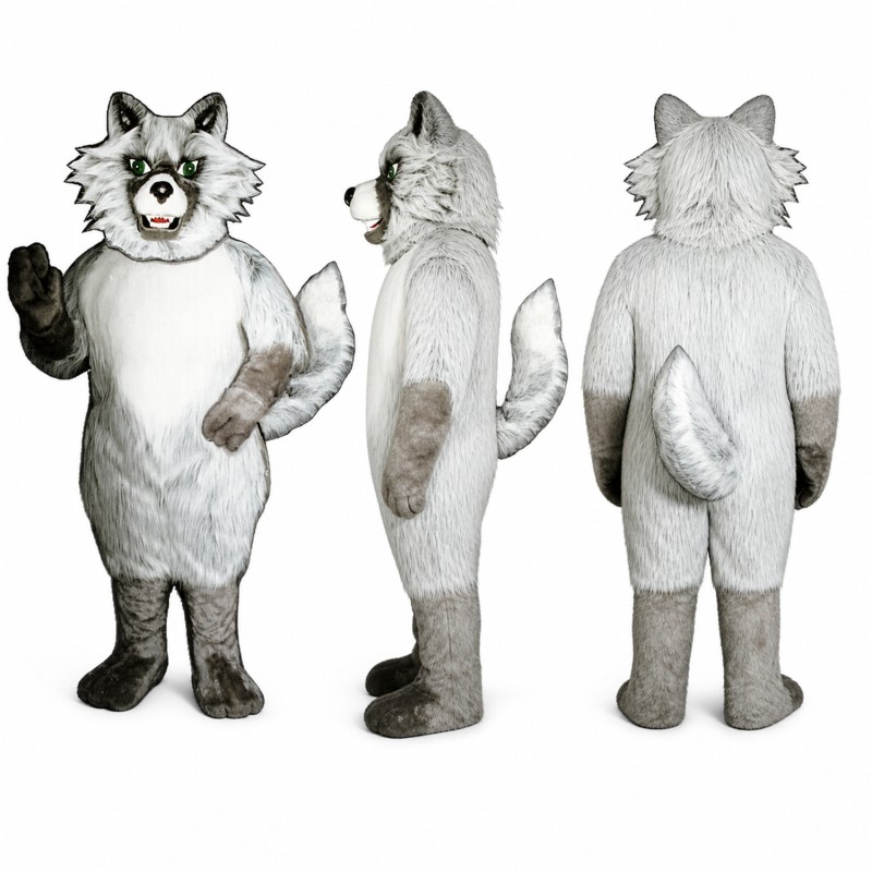 Wolf Mascot Costume in Gray with White Face Adult