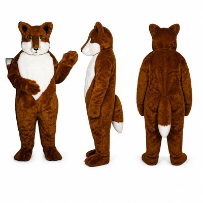 Fox Mascot Costume in Brown with White Chest Adult