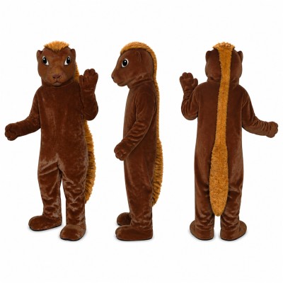 Squirrel Mascot Costume in Brown with Long Tail Adult