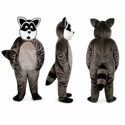 Raccoon Mascot Costume in Gray with Striped Fur Adult