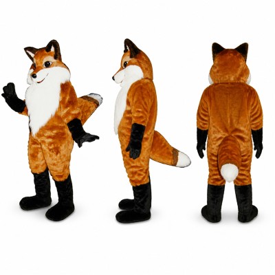 Fox Mascot Costume in Orange with White Chest Adult