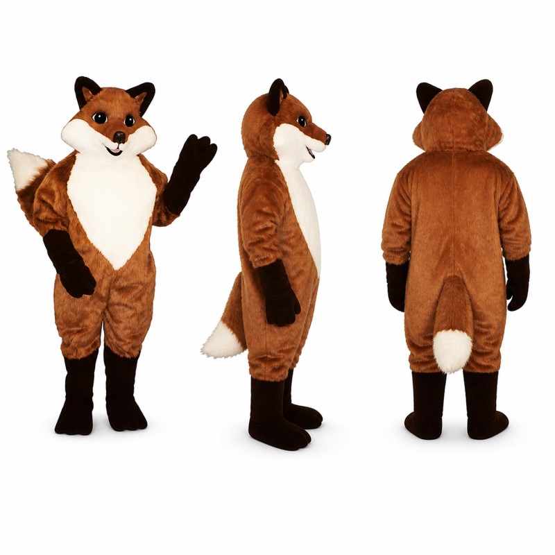 Fox Mascot Costume in Orange with White Chest Adult