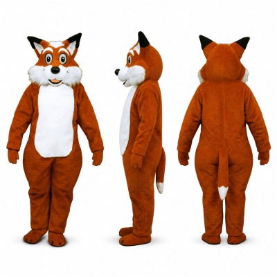 Fox Mascot Costume in Orange with White Belly Adult