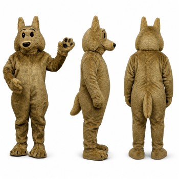 German Shepherd Mascot Costume in Brown with Black Ears Adult