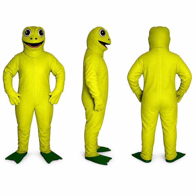 Frog Mascot Costume in Lime Green with Webbed Feet Adult
