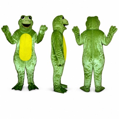 Frog Mascot Costume in Green with Yellow Belly Adult