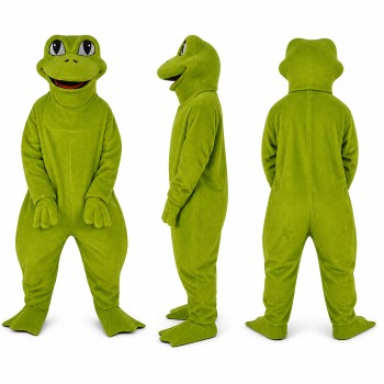 Frog Mascot Costume in Olive Green with Wide Smile Adult
