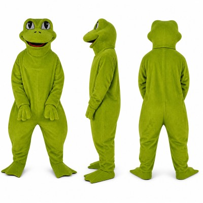 Frog Mascot Costume in Olive Green with Wide Smile Adult