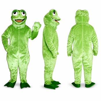 Frog Mascot Costume in Light Green with White Smile Adult