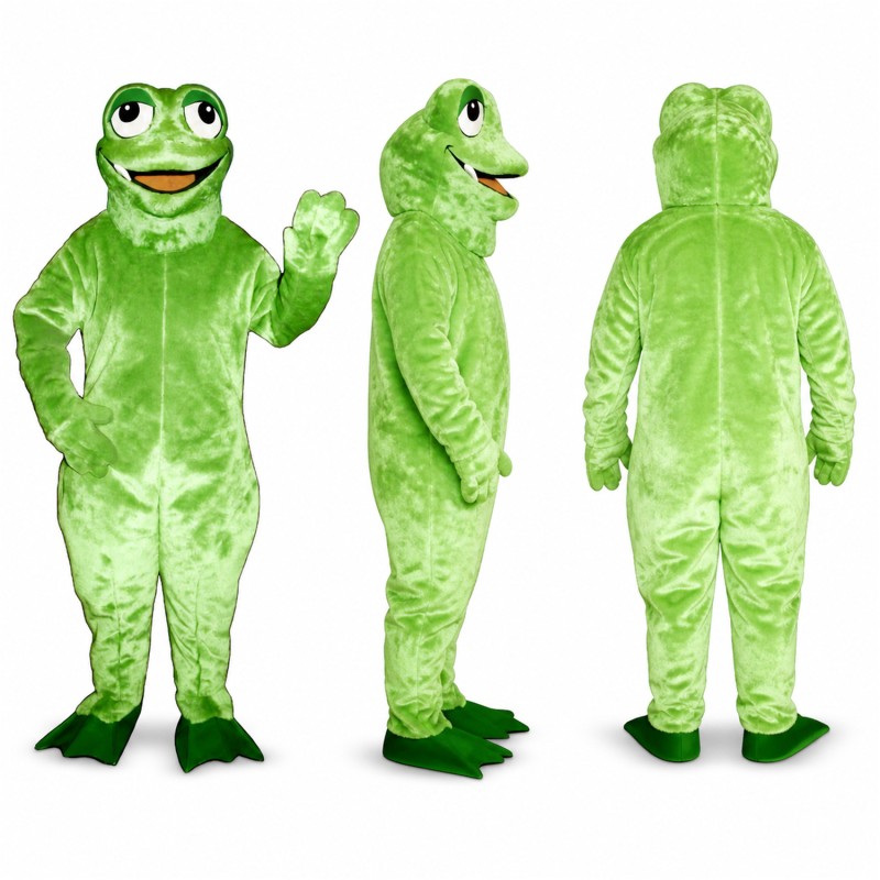 Frog Mascot Costume in Light Green with White Smile Adult