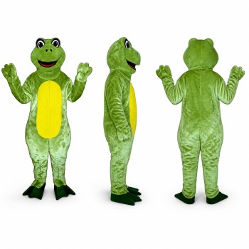 Frog Mascot Costume in Green with Yellow Belly Adult