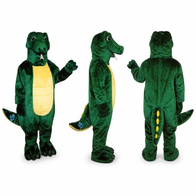 Alligator Mascot Costume in Dark Green with Yellow Belly Adult