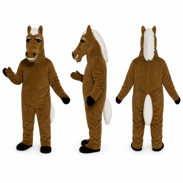 Horse Mascot Costume in Brown with Black Mane Adult